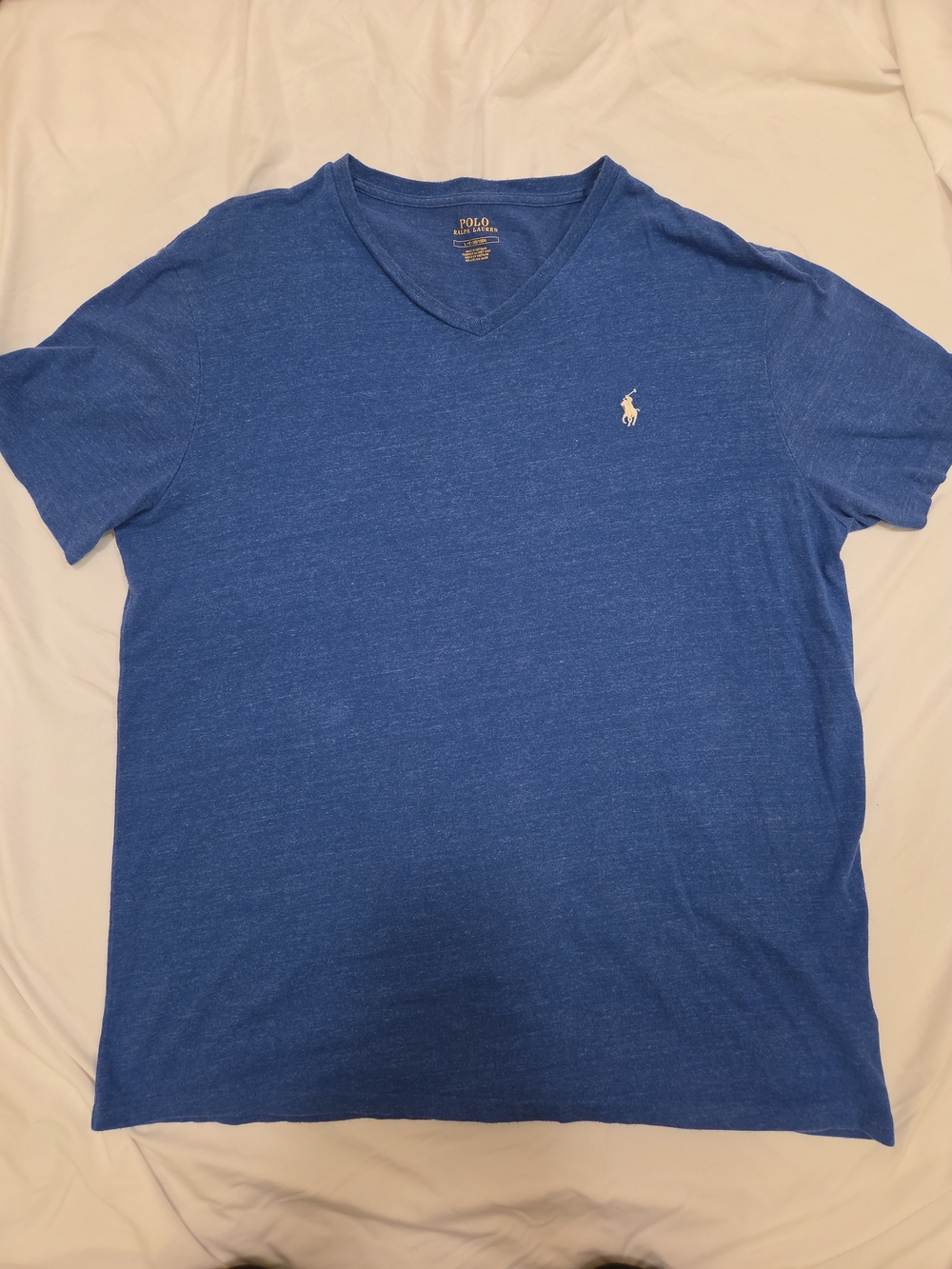 Polo by Ralph Lauren Blue V-Neck Tee with White Pony
